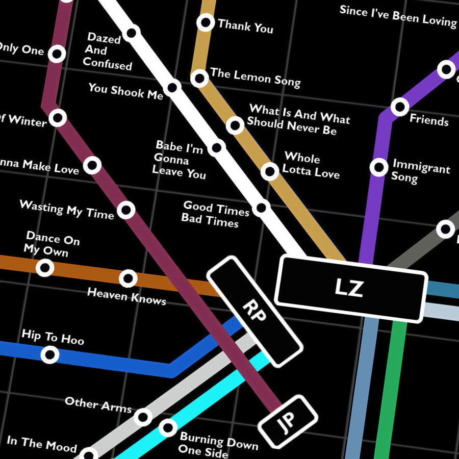 Led Zeppelin Page & Plant  Studio Music Metro Map