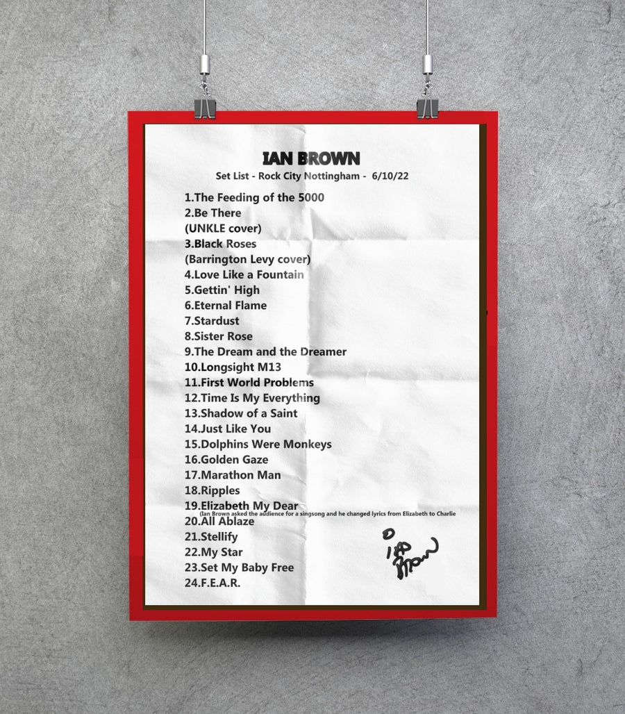 Ian Brown Ripples tour 2022 set list